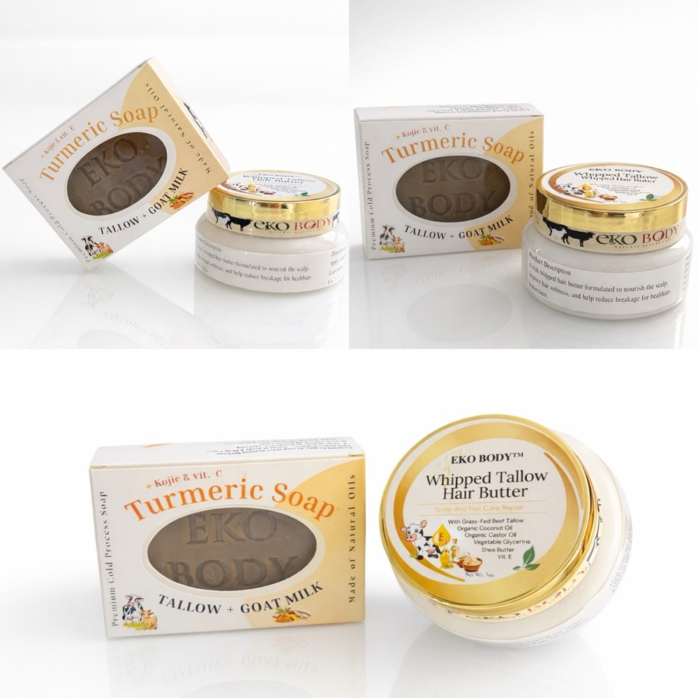 Turmeric Soap and Whipped Tallow Hair Butter Set